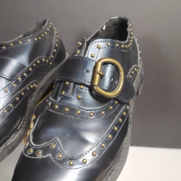 Women's Dark Blue Marc Fisher Bryleigh Studded Oxfords Size 8.5 w/ Box - Picture 8 of 15